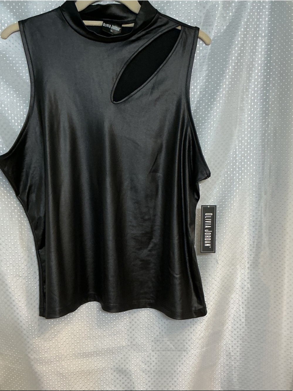 Olivia Jordan Black Faux-Leather Cutout Tank